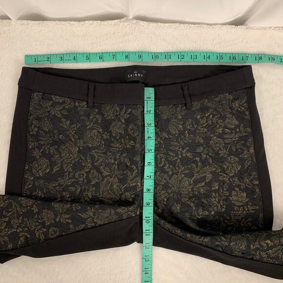 White House Black Market Women's The Skinny Gold Floral Pants Size 14 - Picture 7 of 9